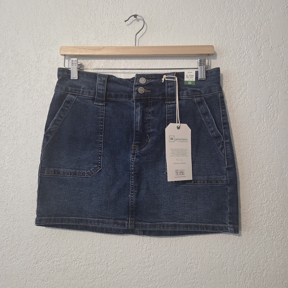 Blue Mini Pencil Skirt for Casual Work